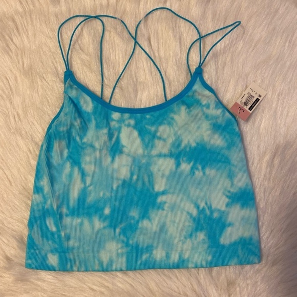No Boundaries Bra Womens Juniors Size Large Blue Tie Dye Wireless Strappy Cami